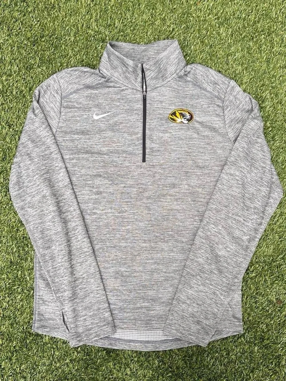 Nike Grey Heather Quarter-Zip Pullover with Team Patch